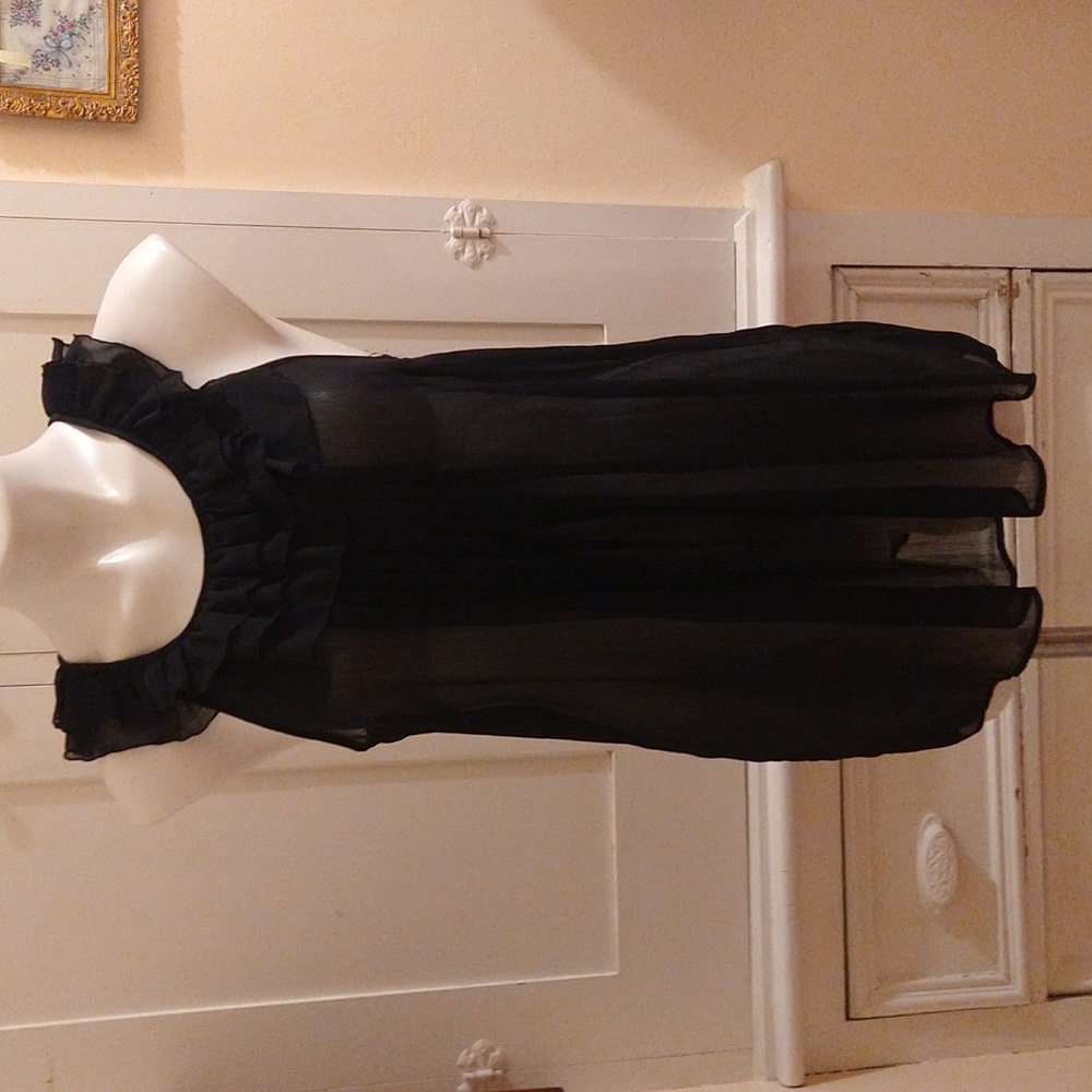 Tramp sleeveless sheer black top Sz M